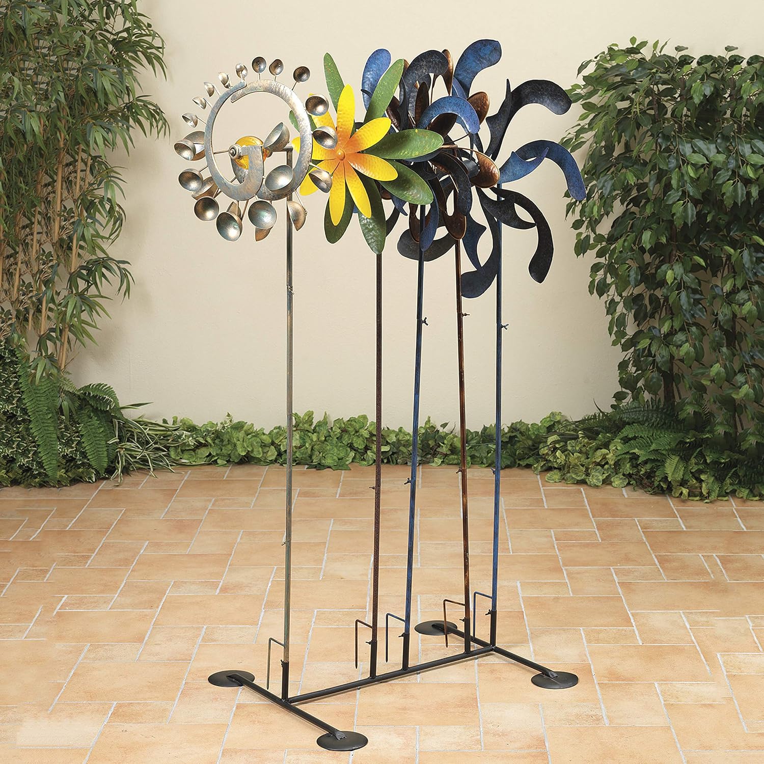 2062910 5 Pack yd Stakes with Floor Display Holder 63 in. Metal Wind Spinner Assortment, Large