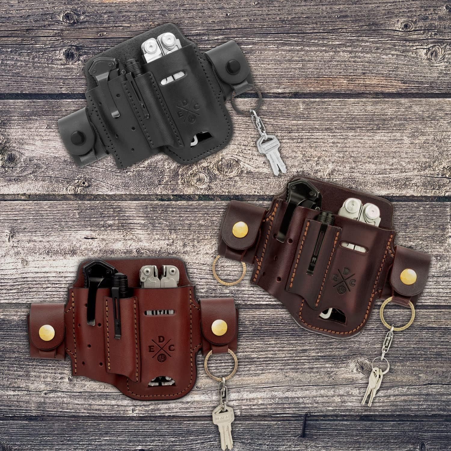 Multitool Sheath, Leather EDC Organizer, Belt Pouch Fits Multitool, Knife, Pen, Keys - Compatible with Heavy Duty Leatherman, Gerber and SOG - Image 4