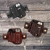 Vista 6 de Funda multiherramienta, organizador EDC de cuero, bolsa para cinturón para multiherramienta, cuchillo, bolígrafo, llaves, compatible con Leatherman
