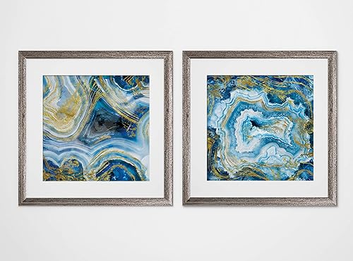 Miniatura 4 de Wexford Home Touch of Gold Agate - Juego de 2 impresiones artísticas de 16 x 16 pulgadas, color plateado