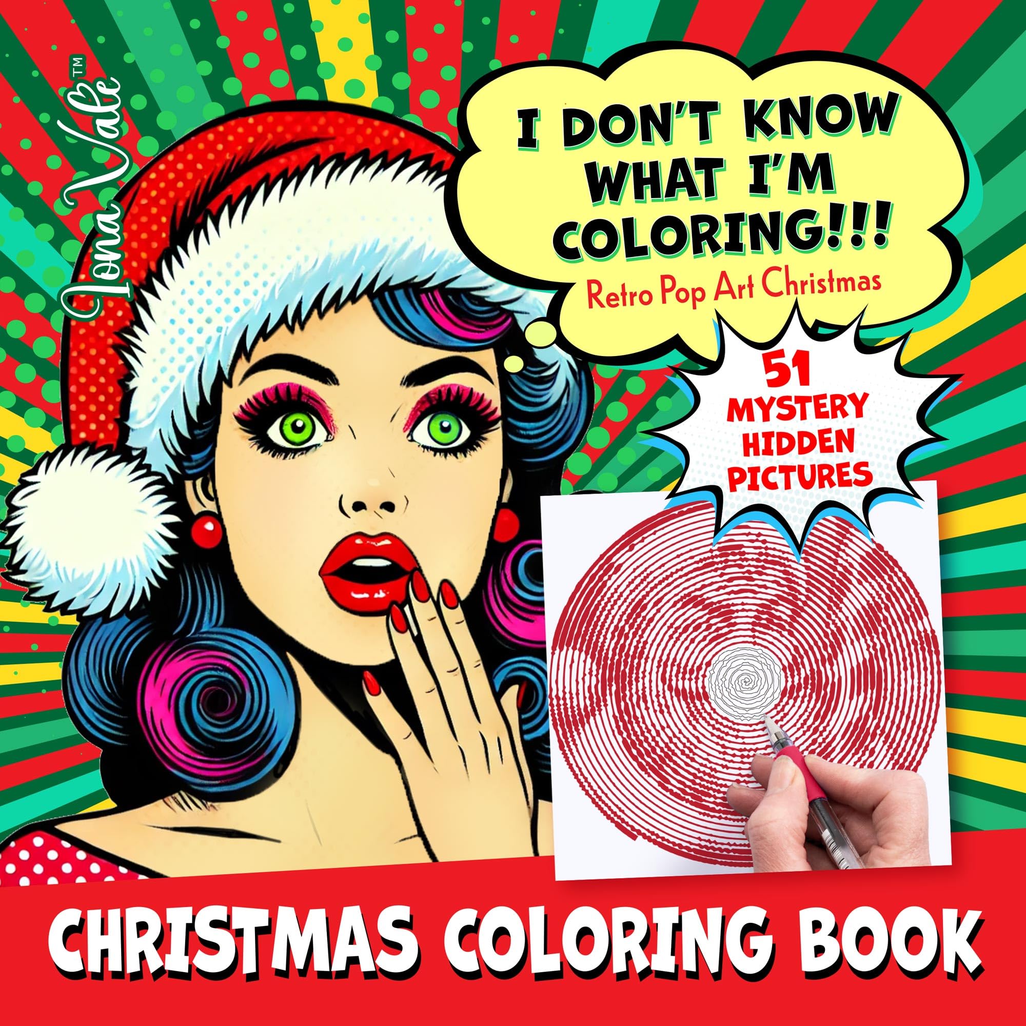 Christmas Coloring Book "I Don't Know What I'm Coloring!!!": 51 Mystery Hidden Christmas Themed Puzzles with Spirals, Lines & Dots (Mystery Coloring Books for Adults)