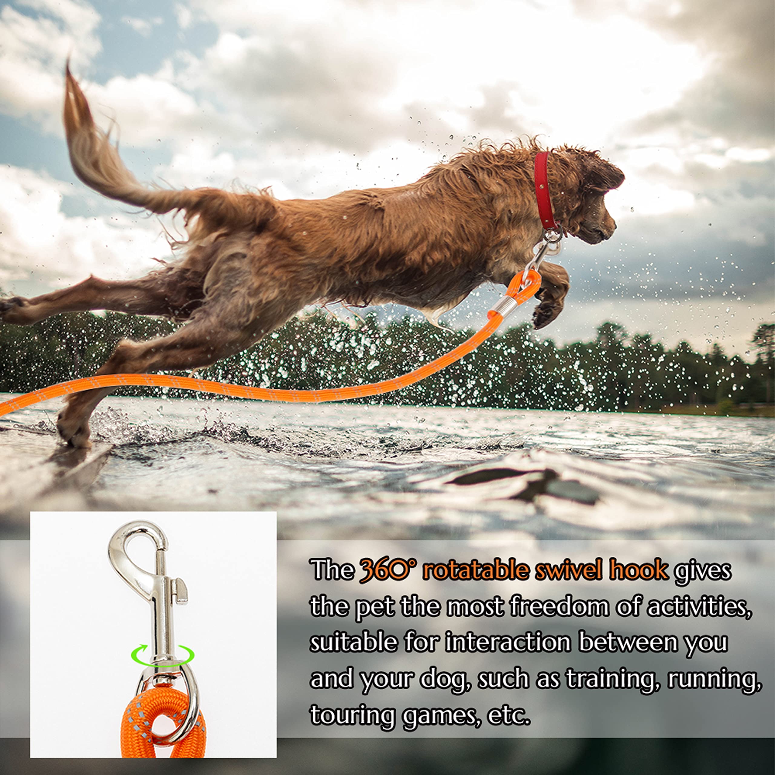Segzwlor 30ft/50ft Reflective Dog Training Leash - Heavy Duty Nylon Rope With Swivel Hook For Outdoor Use - View #12