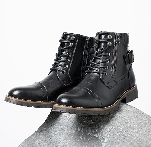 Miniatura 6 de Vostey Botas de hombre para hombre, botas casuales para motocicleta, combate, tobillo, botas de vestir para hombre