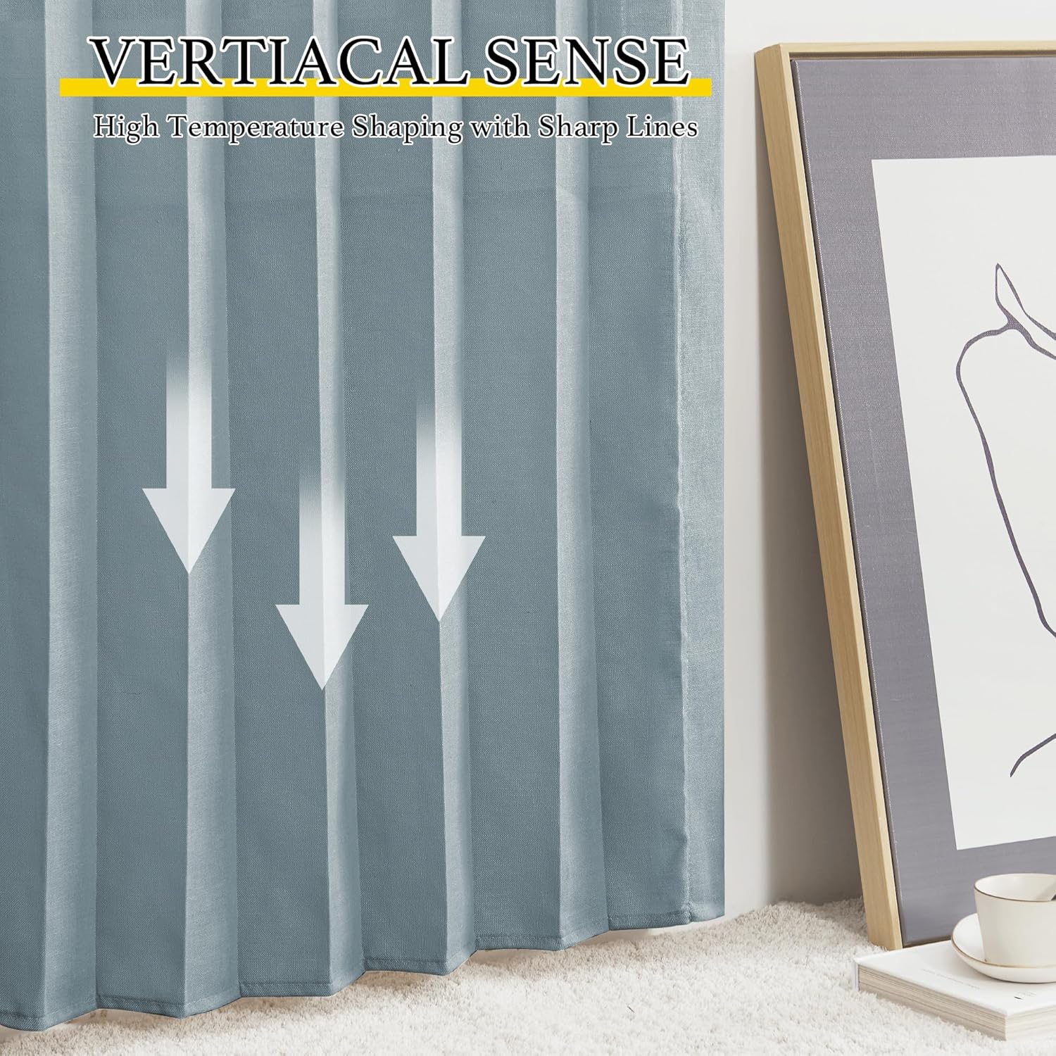 NICETOWN Linen Curtains for Bedroom Privacy, Accordion Window Curtains with Hooks for Living Room Closet Light Filtering Door Curtain for Doorway Room Divider, 50" W x 80" L, 1 Panel, Stone Blue