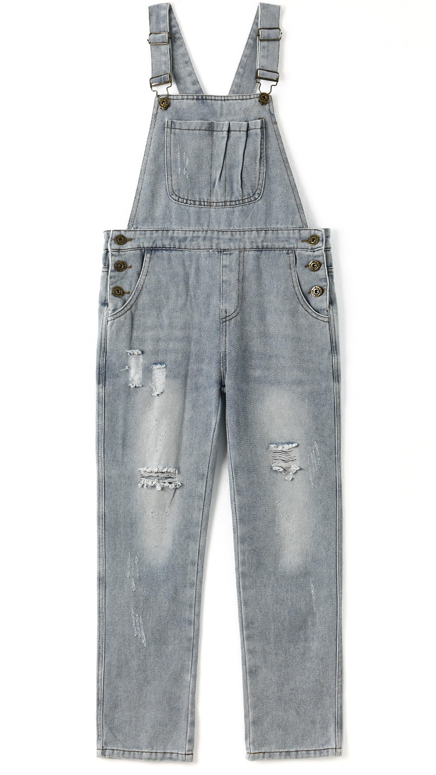 KIDSCOOL SPACE Overol para niñas, Little Big Girls Casual Soft Denim Pants Jumpsuit