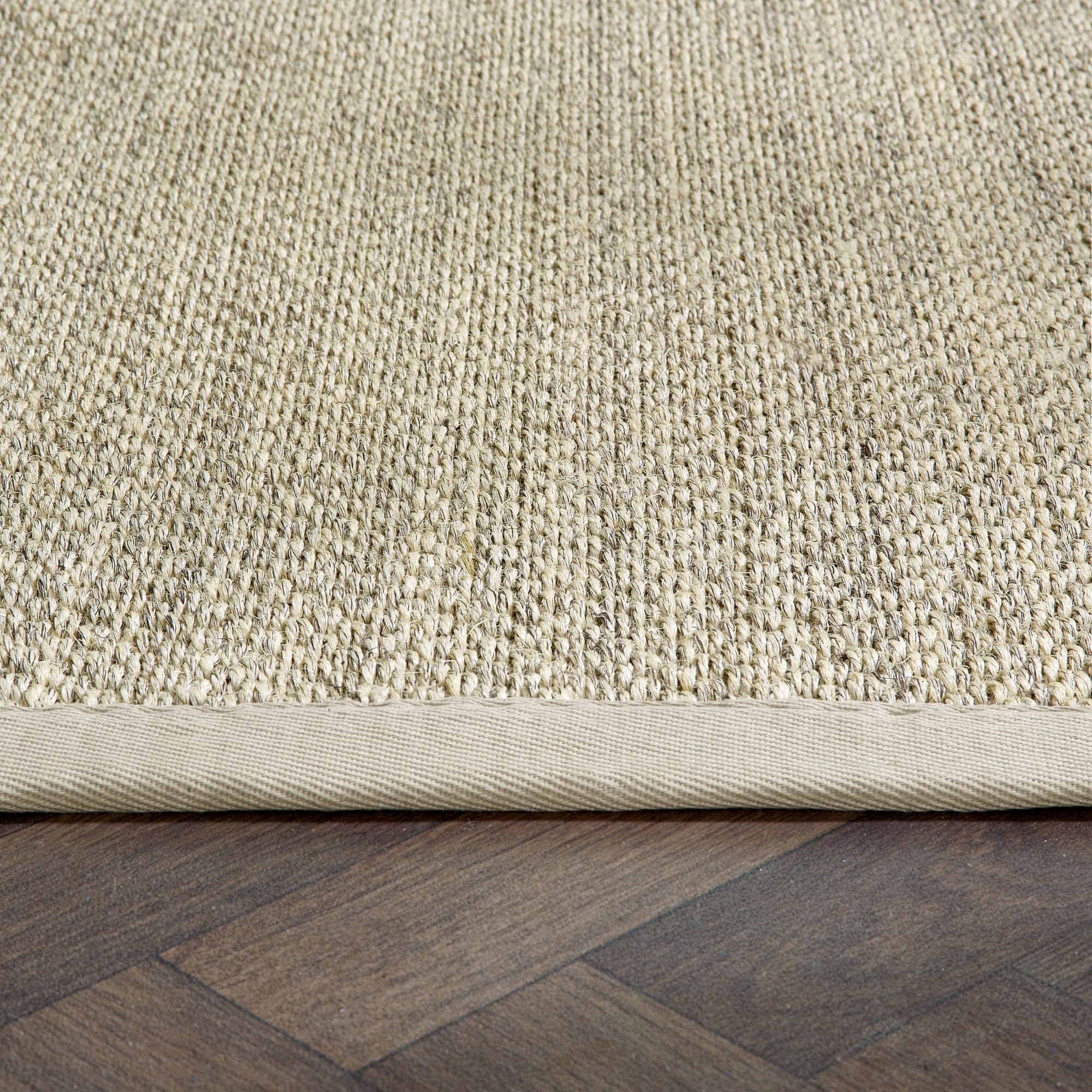 Tapis en sisal antidérapant fait à la main en fibre naturelle pour chambre à coucher, cuisine, salle à manger, salon avec bordure sable Taille L 160 x 230 cm