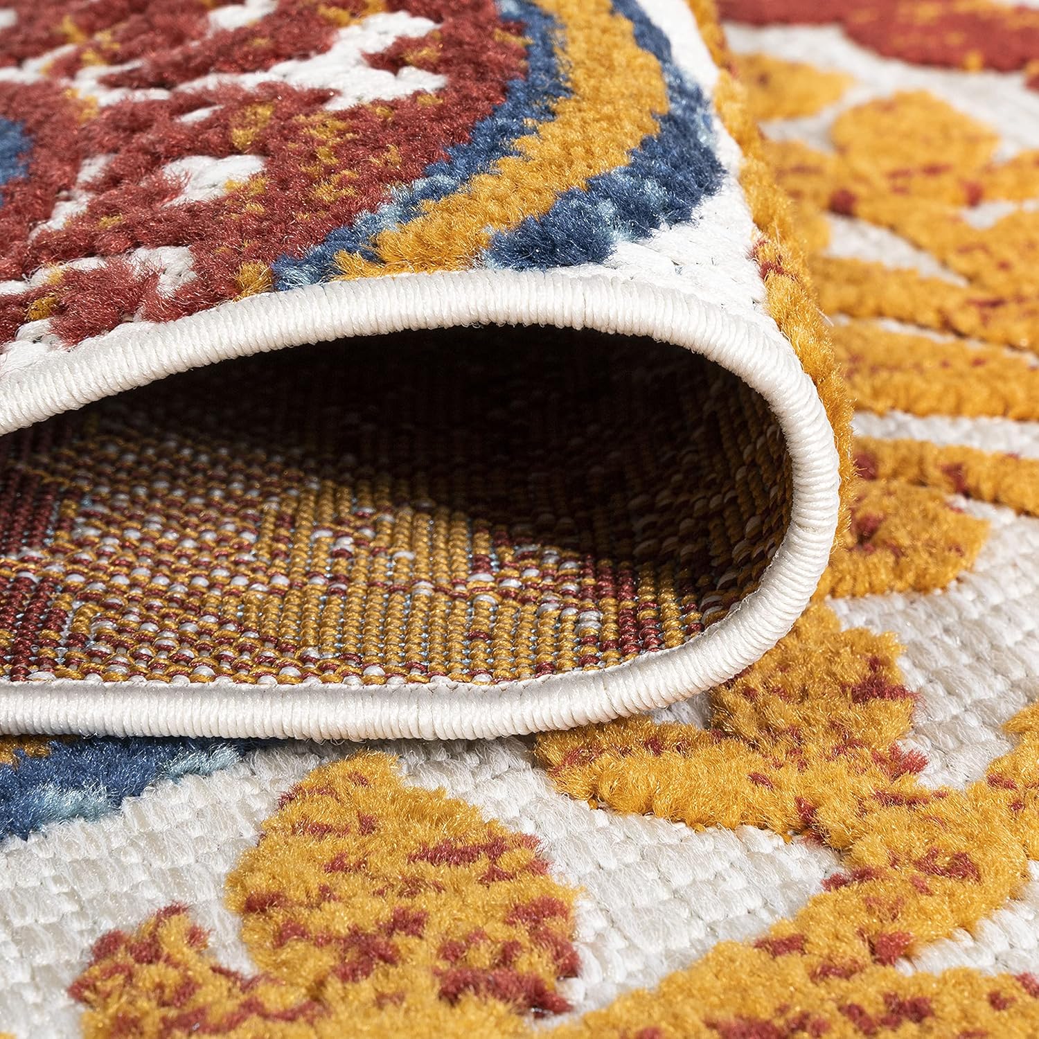 JONATHAN Y Medallion High-Low Indoor Outdoor Area Rug 3X5 Red/Blue, Circus for Backyard, Patio, Porch, Easy-Cleaning, High Traffic, Pet-Friendly, Non-Shedding (AMC106A-3)