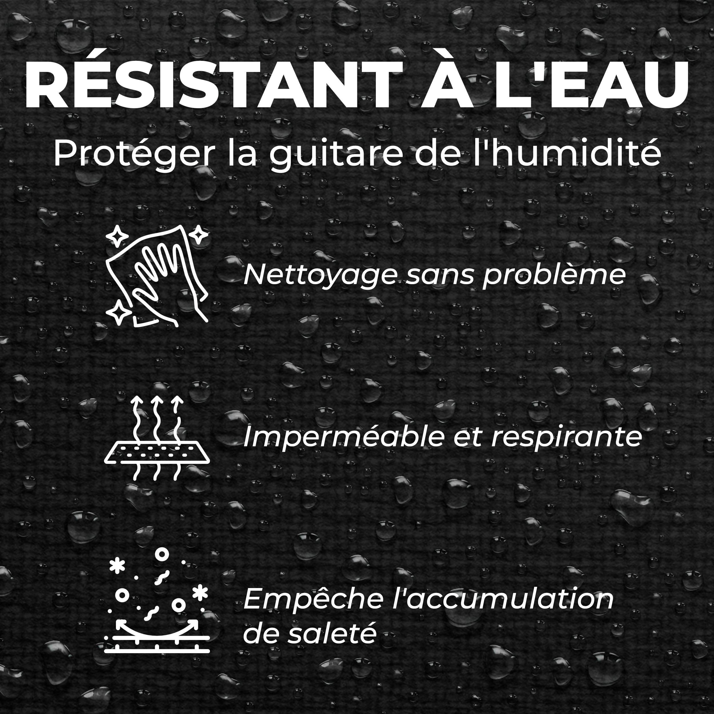 38" Imperméable Housse Guitare 3/4 | Sangle Réglable Housse de Guitare Classique | Étanche À La Poussière Etui Guitare Electrique - Portable Housse Guitare Acoustique (Noir)