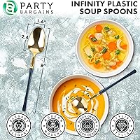 Vista 74 de Party Bargains Disposable Plastic Black Gold Cutlery Set, Infinity Modern Design Utensils, 40 Pack: 16 Forks, 8 Knives, 16 Spoons