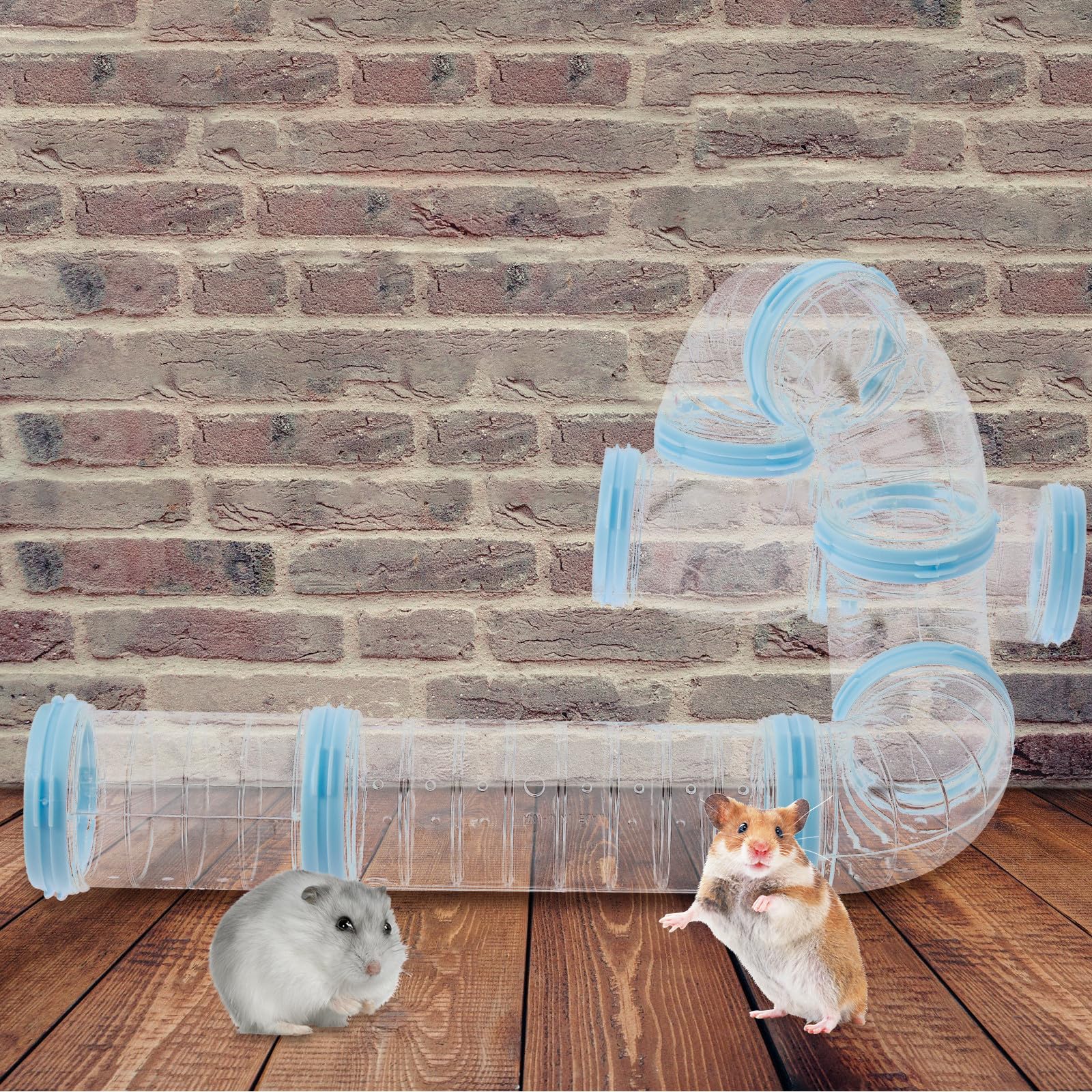 2 Satz Hamstertunnel Verbindungsspielzeug aus PP mit Abnehmbarem Design Selbstgemacht als Unterhaltsamer für Hamster und Meerschweinchen im Käfig