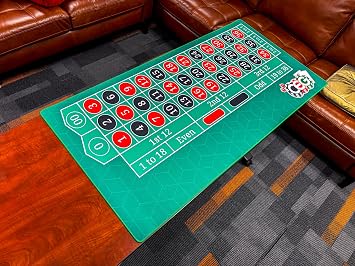 CEG Roulette Desk Pad 48 Inch X 24 Inch Dealer Practice Double Zero Roulette Layout & Non-Slip Rubber Mouse Pad