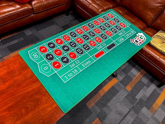 CEG Roulette Desk Pad 48 Inch X 24 Inch Dealer Practice Double Zero Roulette Layout & Non-Slip Rubber Mouse Pad
