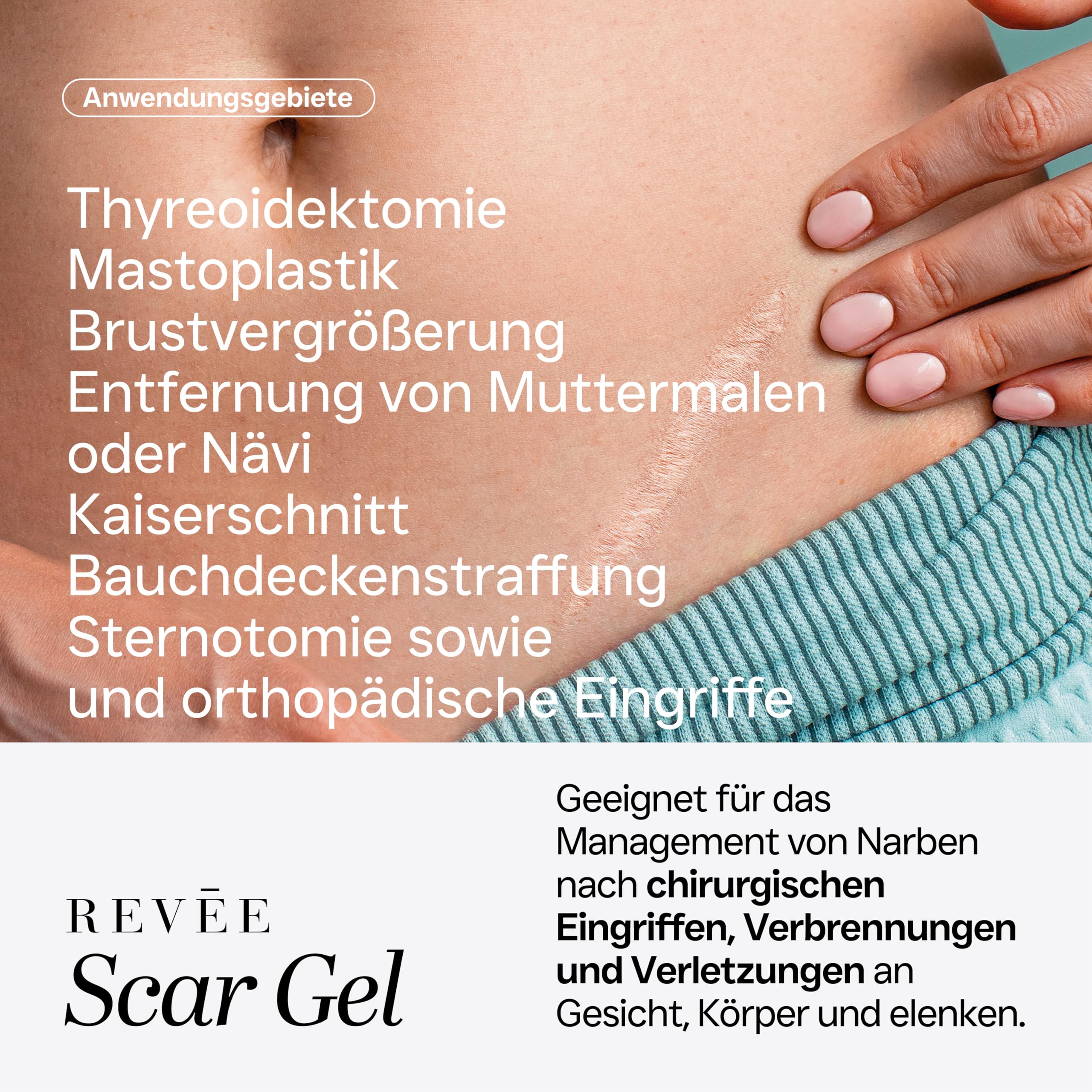 REVÉE Scar Gel 20g Narbengel für Gesicht und Körper - Narbensalbe Nach Op, Silikon Narbengel 100% Iges Medizinisches, Narbencreme Nach Op Transparentes, Geruchloses, Schneller Absorption, Scar Cream
