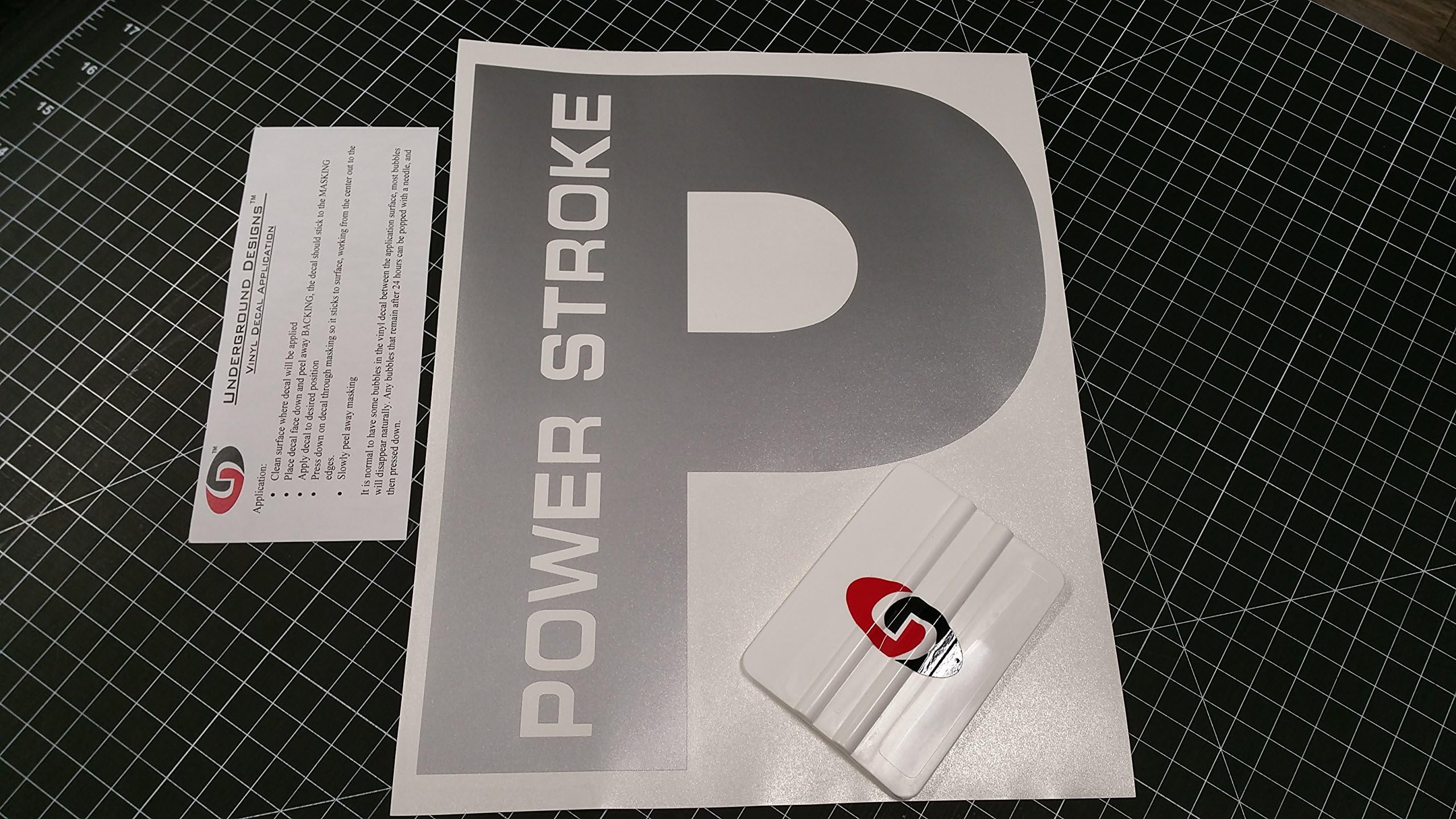 Power Stroke 9"x11.5" Rear Window Decal Kit Metallic Silver by Underground Designs