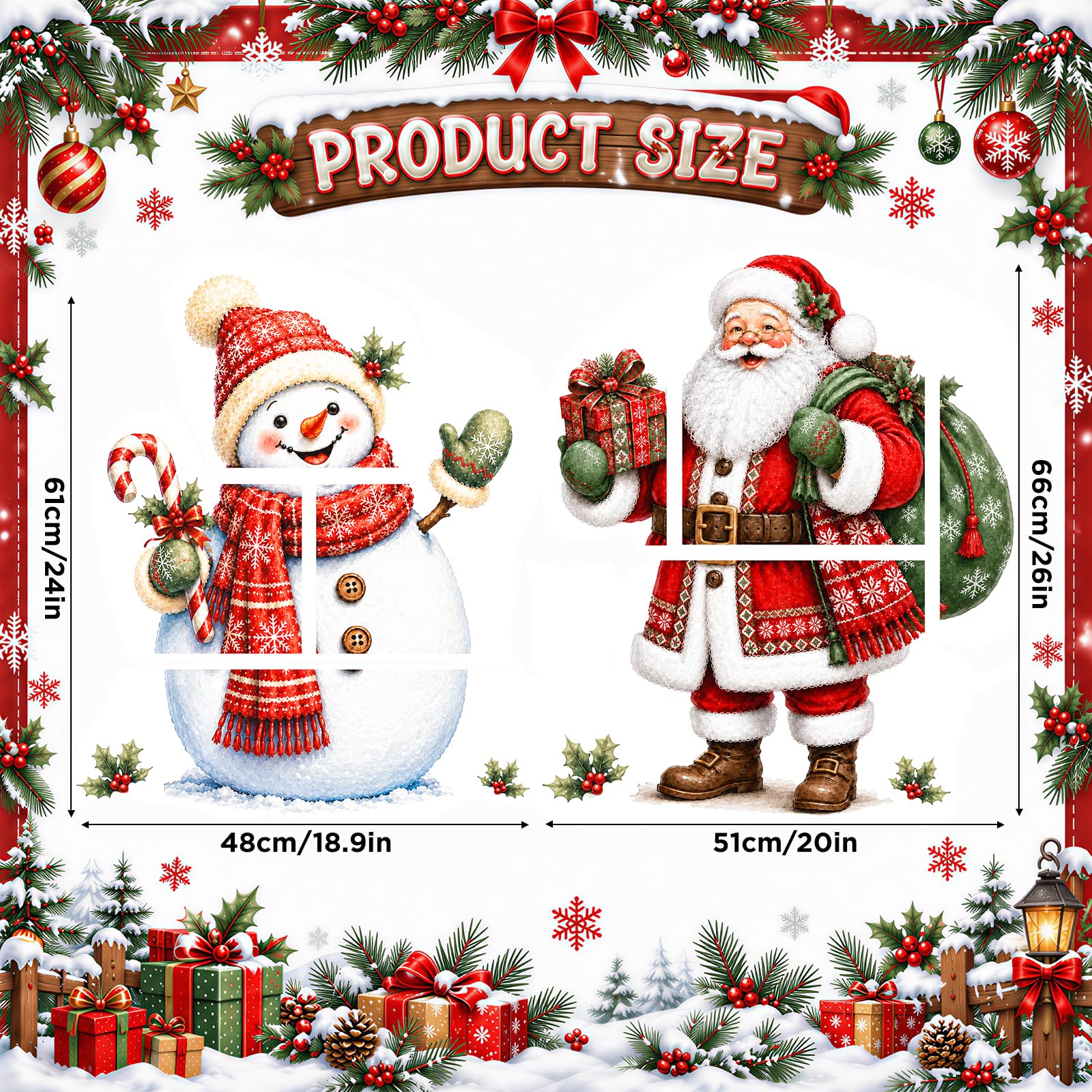 Set di decorazioni natalizie per porta del garage, Babbo Natale e pupazzo