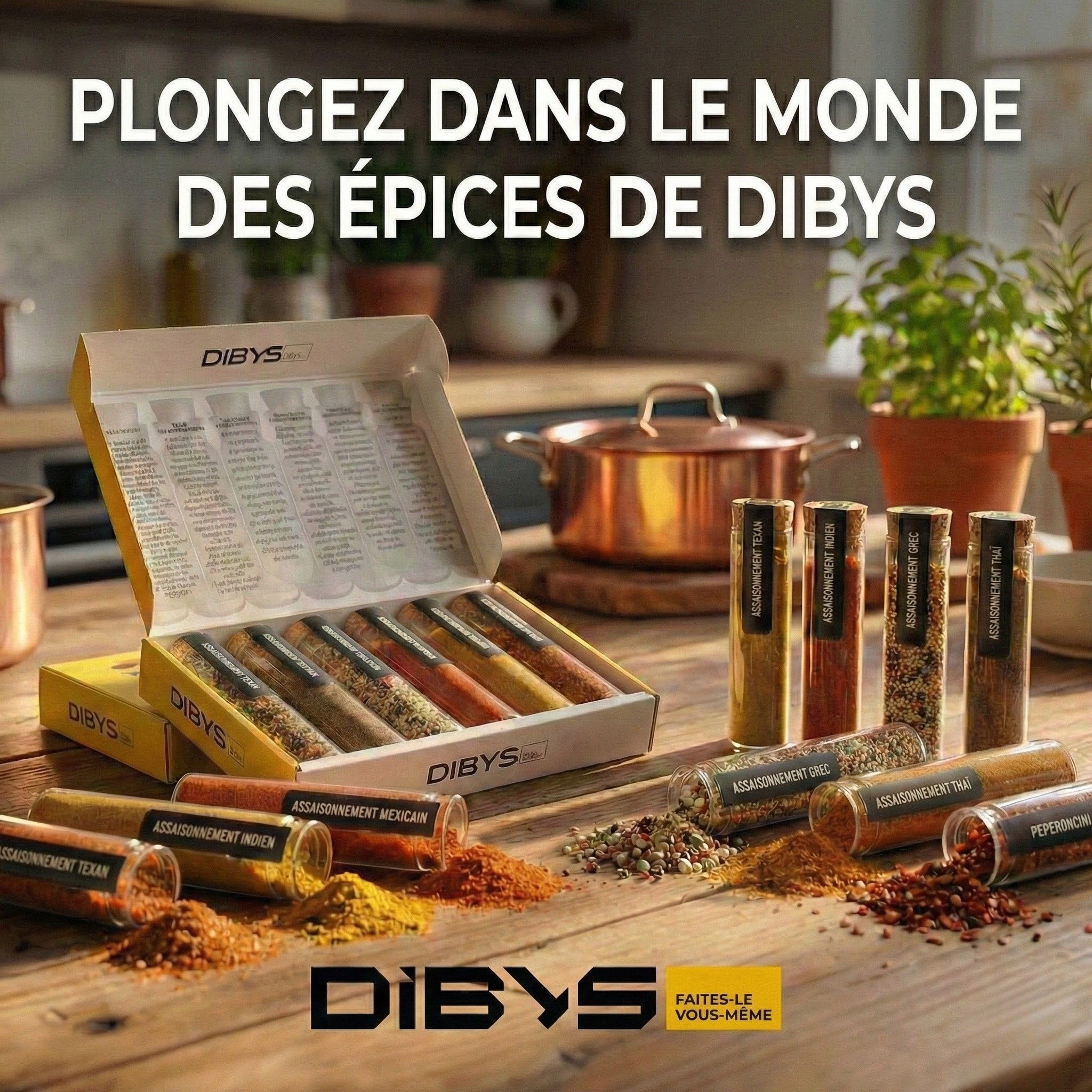 DIBYS Coffret Épices du Monde | Recettes Incluses | Coffret Cadeau Épices | Cadeaux pour les Amateurs et les Passionnés de Cuisine | Mélanges d'épices d'Inde, du Mexique, de Grèce & plus encore