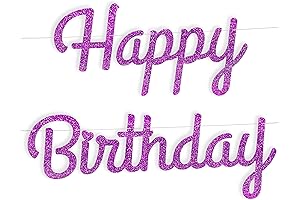 Oversized Purple Glitter 'Happy Birthday' Banner