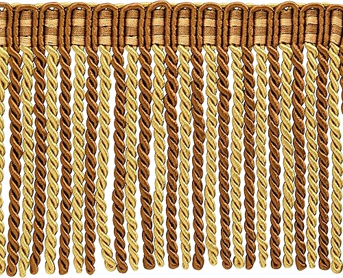 Vista 16 de DÉCOPRO Colección Noblesse de 6 pulgadas de largo con borde de flecos de lingote con cabecera de punto elegante (estilo # DB6), color dorado canario