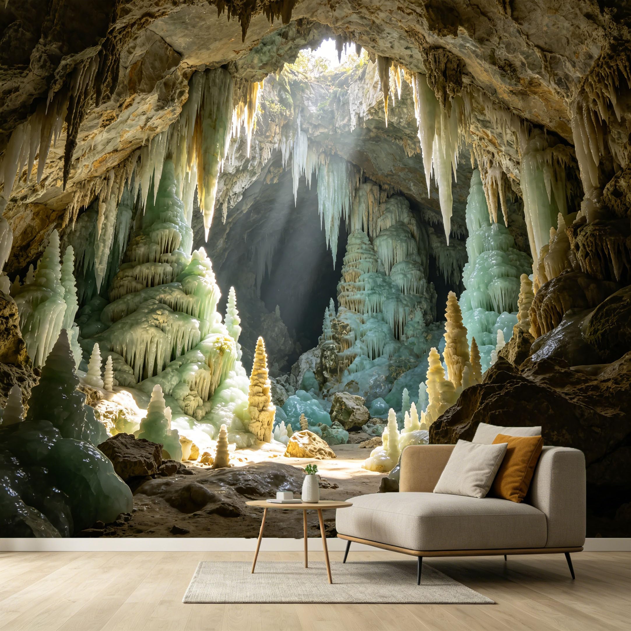 Custom Size Wall Murals Subterranean Cave Landscape 3D Trompe L'Oeil Stalactite Stalagmite SelfAdhesive Wall Fabric Removable Large Wallpaper for Photo Living Room