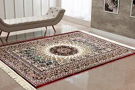 Tapete Persa Belga Cl�ssico 200x140m Lav�vel com Franjas � Sala Quarto Luxo Macio e Dur�vel (COR08, 200x140)
