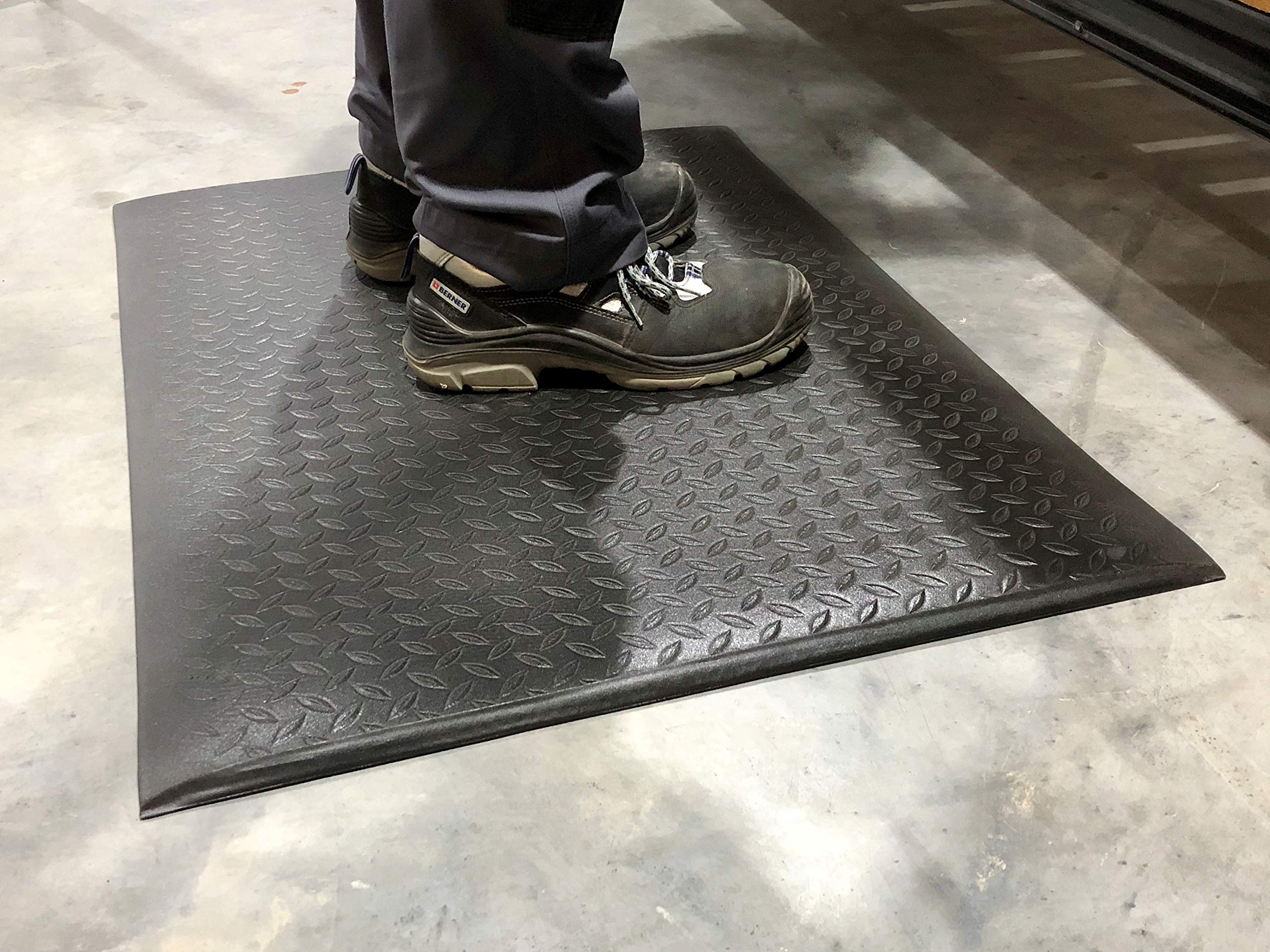 SOFT STEP Ergo | Anti-Ermüdungsmatte | PROFI Komfort Arbeitsplatzmatte Rautenmuster | 100% Vinylschaum | 13mm hoch (60cm x 120cm, schwarz)