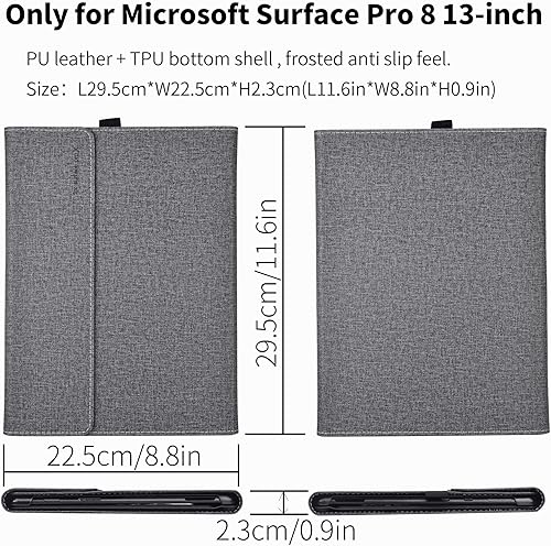 Miniatura 3 de Funda para Surface Pro 8 de 13 pulgadas 2021, compatible con teclado tipo y soporte, funda de piel sintética de alta calidad con múltiples ángulos