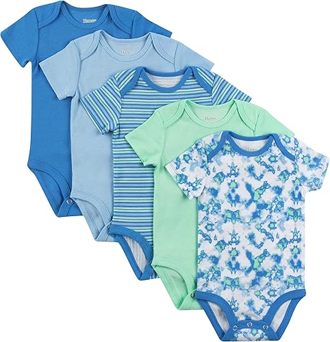Hanes Ultimate Flexy - Body de manga corta para bebés paquete de 5 unidades azulverde 12-18 meses de EE UU AzulVerde