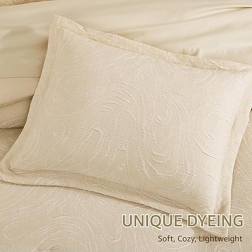 Miniatura 6 de Monbix - Juego de edredón de 7 piezas con teñido catiónico, incluye edredón, sábanas, fundas de almohada y fundas decorativas, reversible, estampado