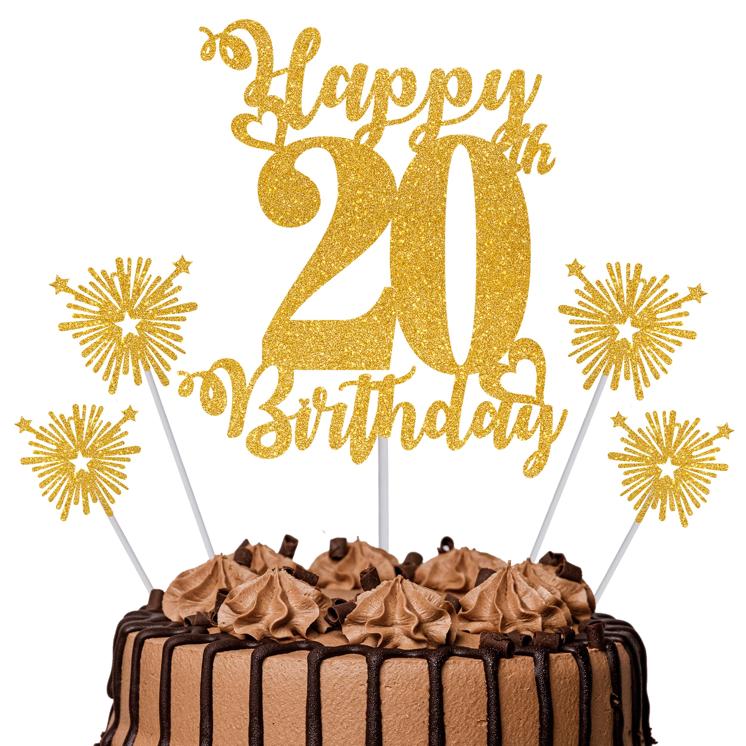 Gold Glitter 96th Birthday Cake Topper Set – 5 Piece Premium Glitter Birthday Decoration & Party Supplies for Men, Women & Kids – 96th Birthday — view 44