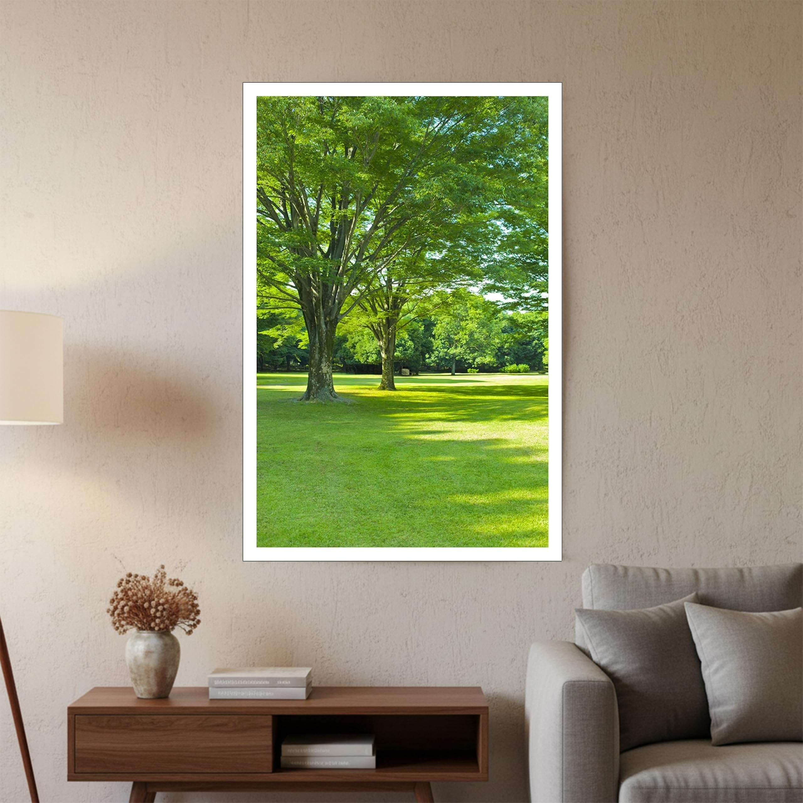TREEMAISON Vastu Lush Green Landscape Painting (Poster) Size- 12 ×18Inch Approx |Vastu Remedy, Painting Without Frame vastu painting |Pack of 1 1