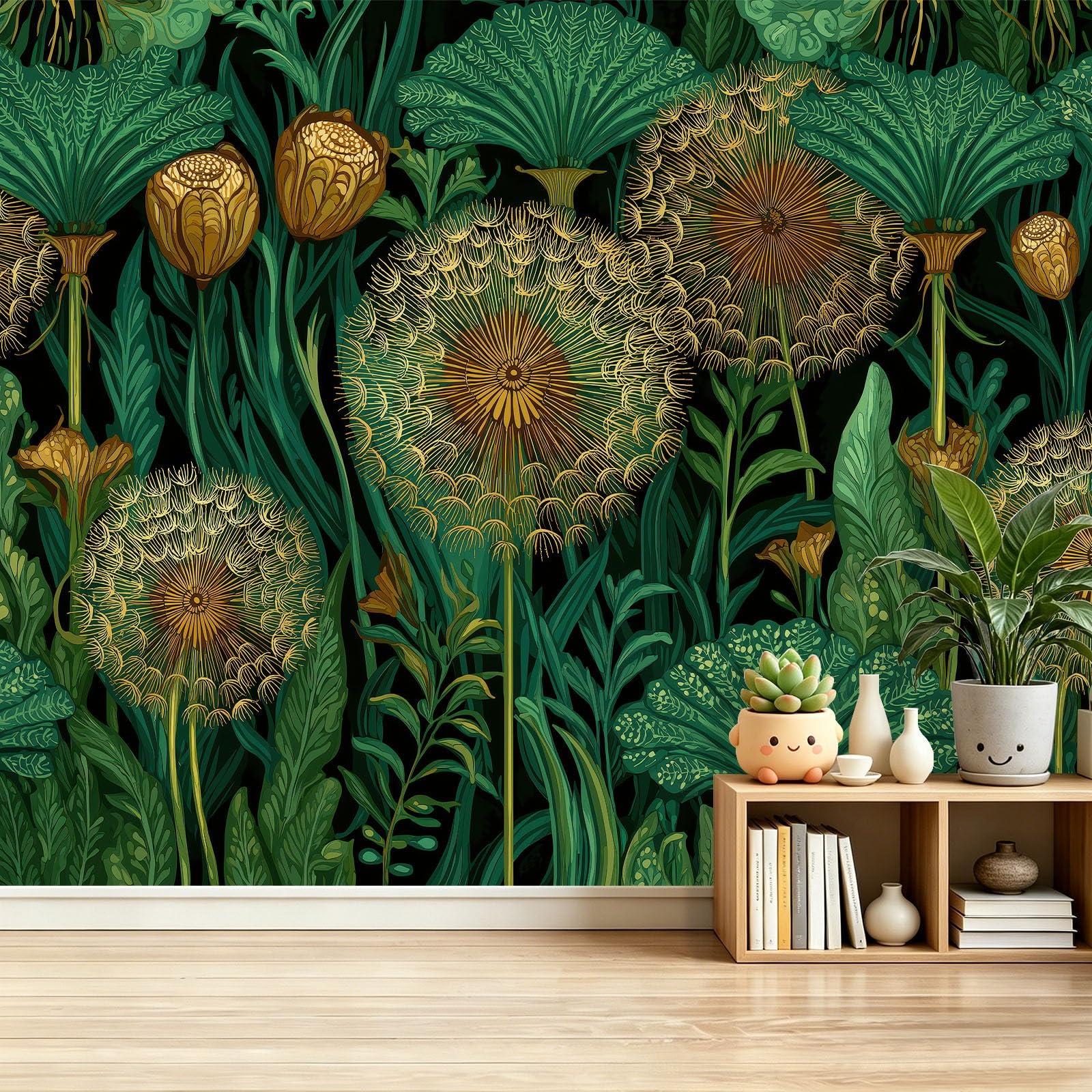 Papier Peint Panoramique Style William Morris Vert Noir Tapisserie Photo 400x280