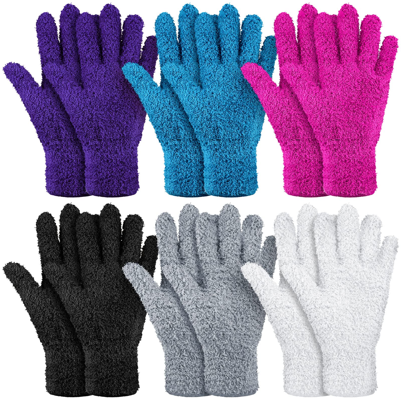 Bencailor 6 Pairs Microfiber Dusting Gloves, Dusting Cleaning Gloves Microfiber Gloves for Plants House Blinds Car Dust Mitt (Bright Color,Medium)