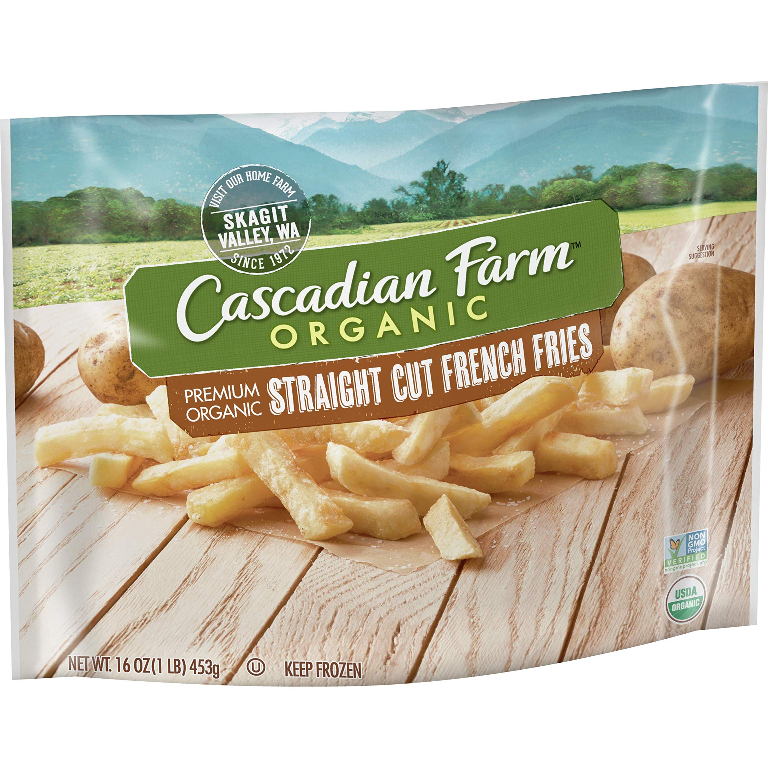 Cascadian Farm Premium Organic Straight Cut French Fries, 16oz Bag (Frozen), Organically Farmed Frozen Potatoes, Non-GMO