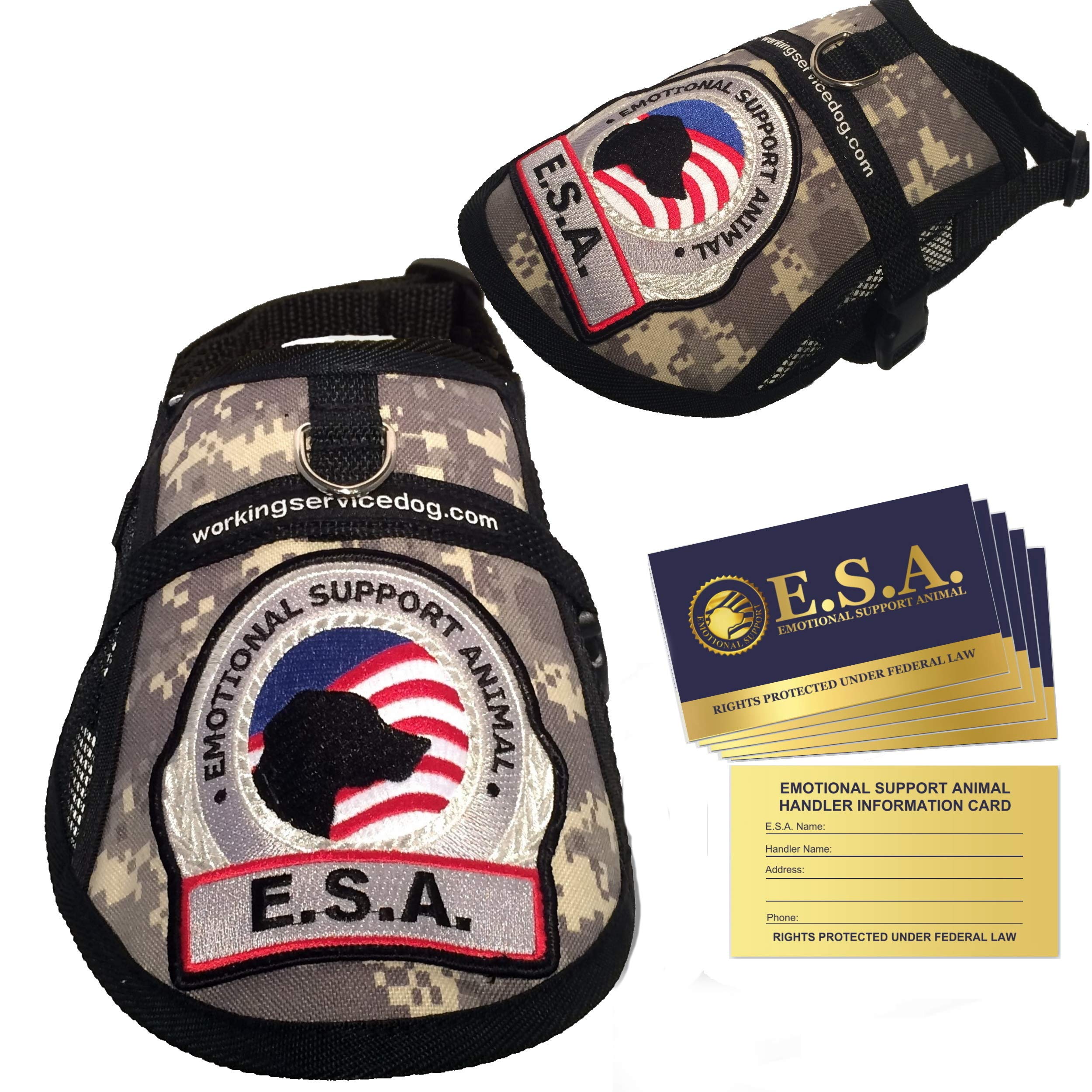 Premium Emotional Support Dog Vest | ESA Dog Vest | Mesh Cooling Panel | Emotional Support Dog Harness | Includes 5 Federal Law ESA Handout Cards (9"
