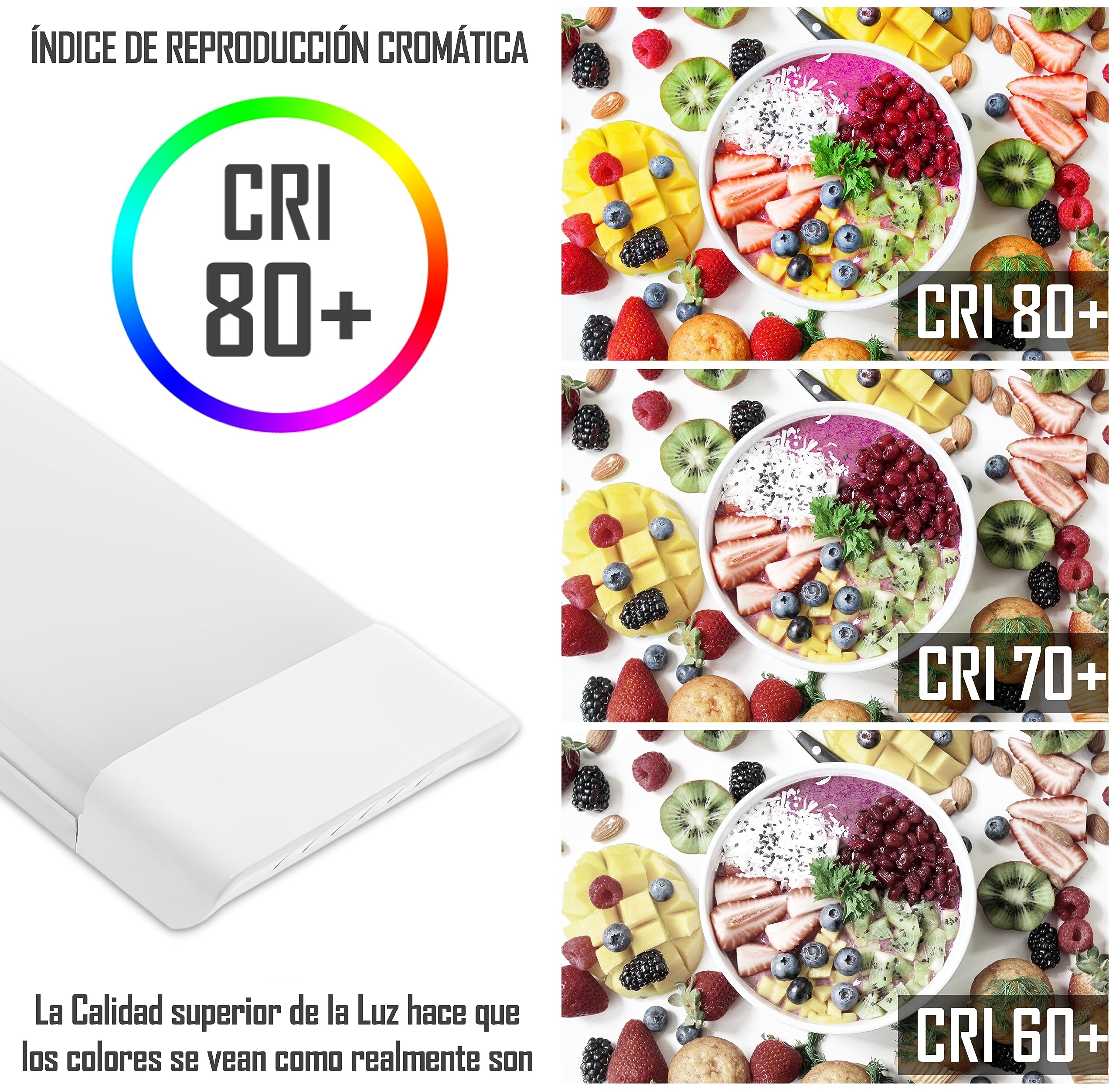CLAR - Pantalla LED 120 cm, Luminaria Cocina, Barra LED Techo, Regleta 4000K (120W Pack 2)
