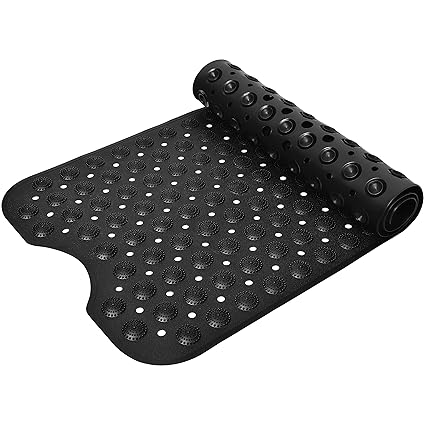 ABOUT SPACE Non Slip Bath Tub Mat - PVC Anti Skid Bathroom Shower Floor Mat with 200 Suction Cups & 174 Drain Holes - Machine Washable with Soft Pebble & Extra Long for Bath Tub,Home,Kitchen,Door (2mm Thick,L 3.5X B 1.3 ft)