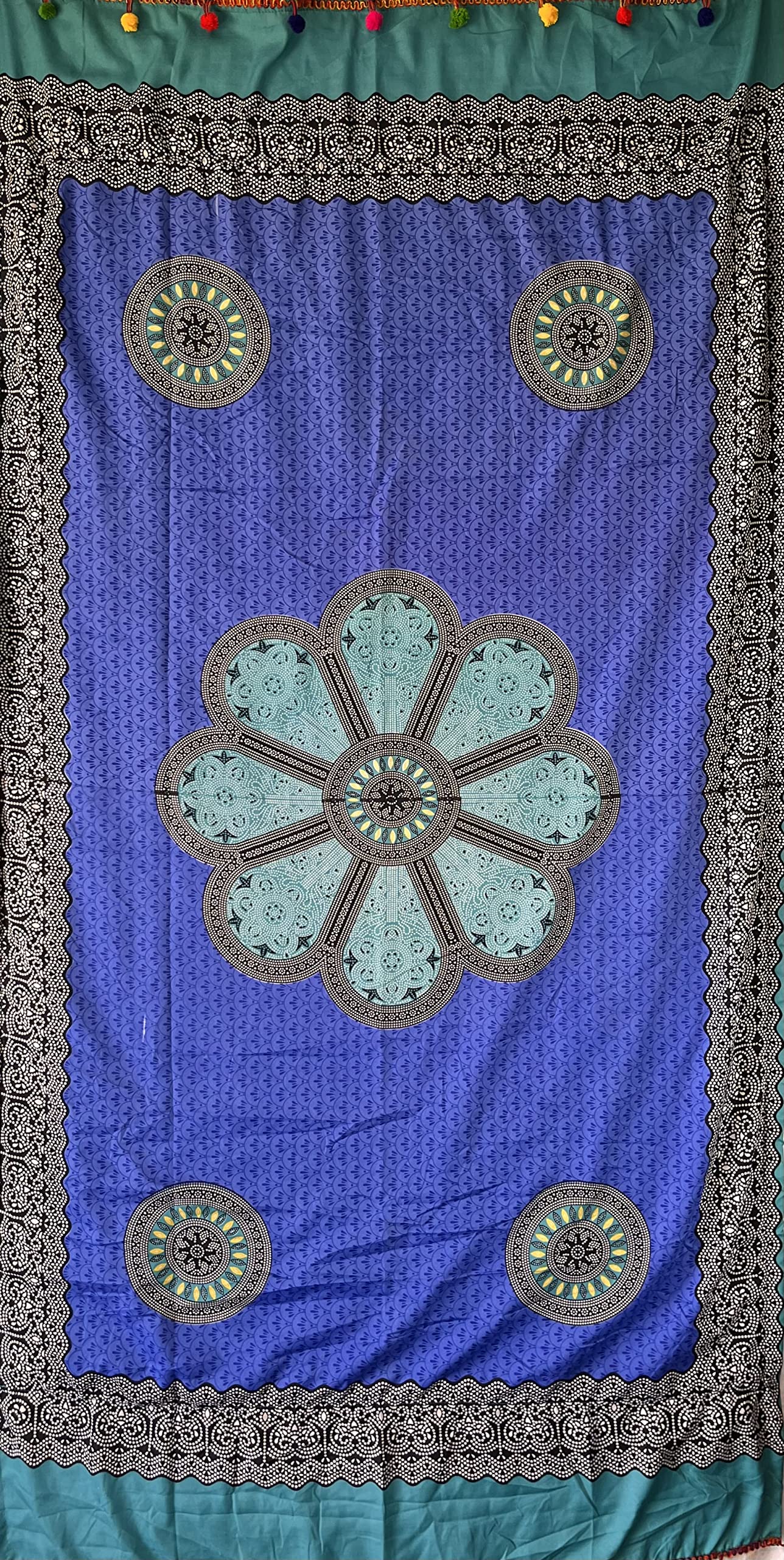 Desconocido Pareo Toalla Playa Piscina Grande con diseño de Mandala, Elefante, Árbol de la Vida, 177x100cm. (Azul-Multicolor)