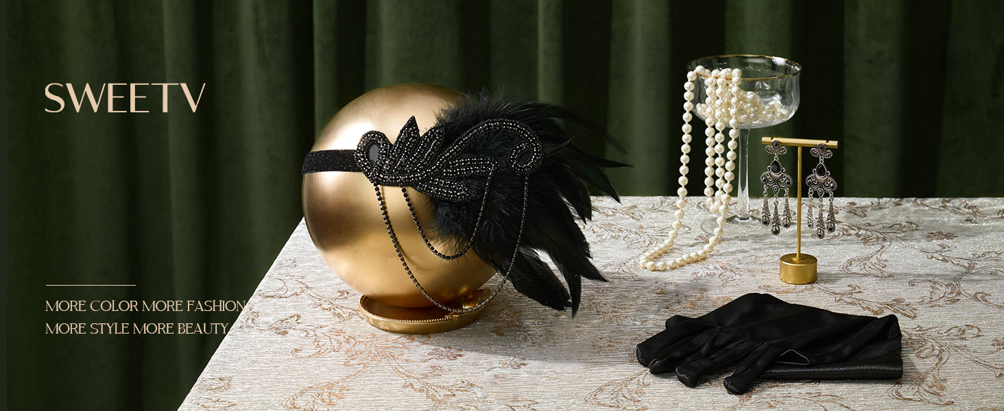 5PCS 1920s Accessories Flapper Great Gatsby Vintage Retro Costume Set NEW 1920s Great Gatsby Accessories Set for Women Flapper  main image 2
