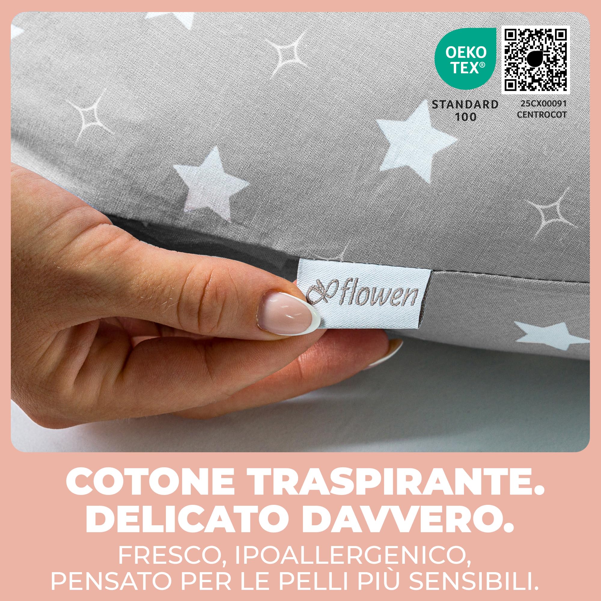 Cuscino Allattamento e Gravidanza Ciambella Allattamento Neonato con Federa in 100% Cotone e Morbido Riempimento Supporto Ergonomico alla Schiena Idea Regalo per Neo Mamme Accessorio Premaman Lavabile