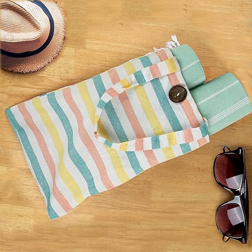 Miniatura 3 de HILLFAIR Peshtemal - Toallas de playa 100% algodón, toallas turcas extragrandes de 39 x 72 pulgadas para adultos, sin arena, secado rápido,