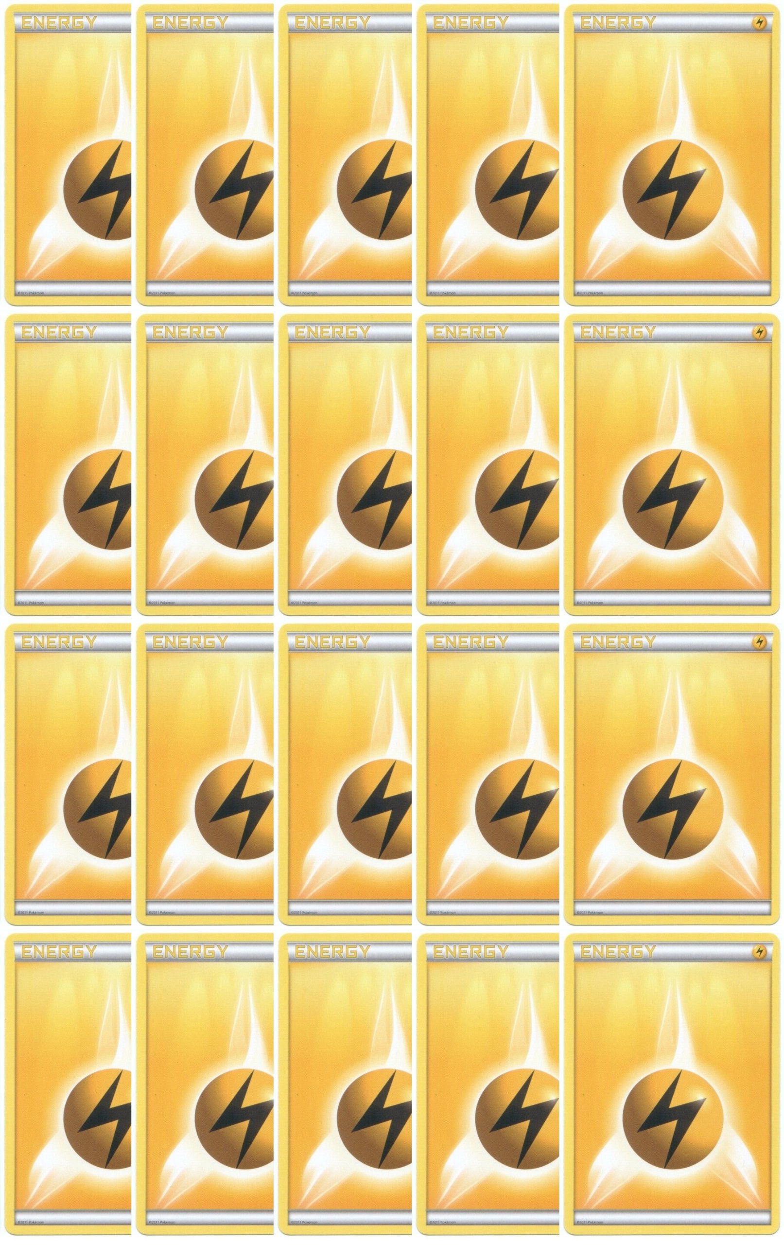 20 Basic Lightning Energy Pokemon Cards (XY/Black and White Series Design  Unnumbered) [Yellow/Electric-Type] : Amazon.com.au: Toys & Games