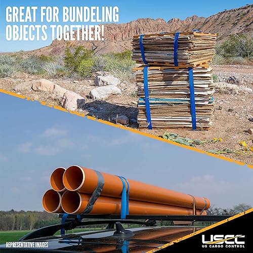 Miniatura 7 de US Cargo Control, Correas de trinquete sin fin, 2 pulgadas de ancho x 15 pies de largo, correas de trinquete azules, amarre de trinquete de mango