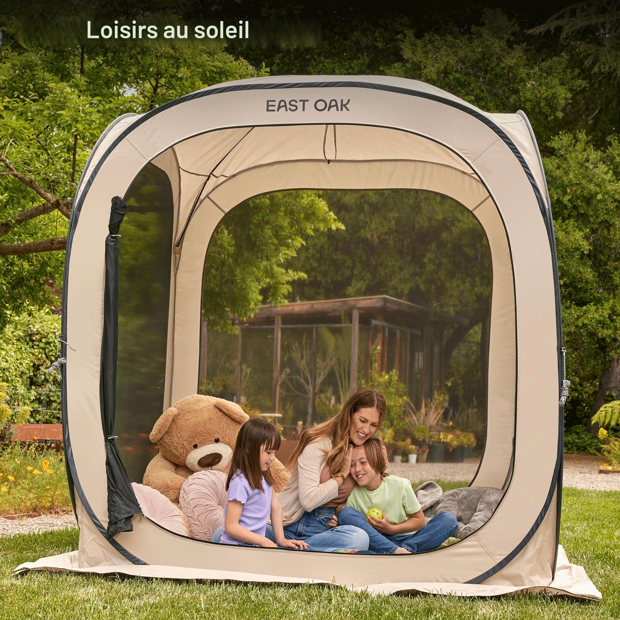 East Oak Tonnelle Pliante 1,7x1,7M, Pop-up Gazebo pour 2-3 Personnes, Barnum Pliant de Jardin, Chapiteau Exterieur, Protection UPF 50+, Ventilation à 360°, Anti-moustiques, avec Sac de Transport