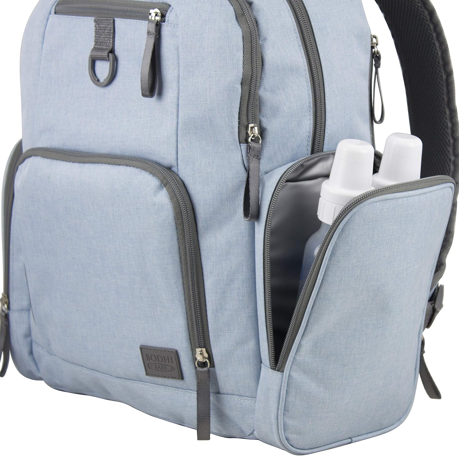 BODHI Baby Portable Diaper Changing Pad Diaper Changer Travel Bag, Changing Mat, Baby Changing Station, Infant Gift, Light Blue Chambray