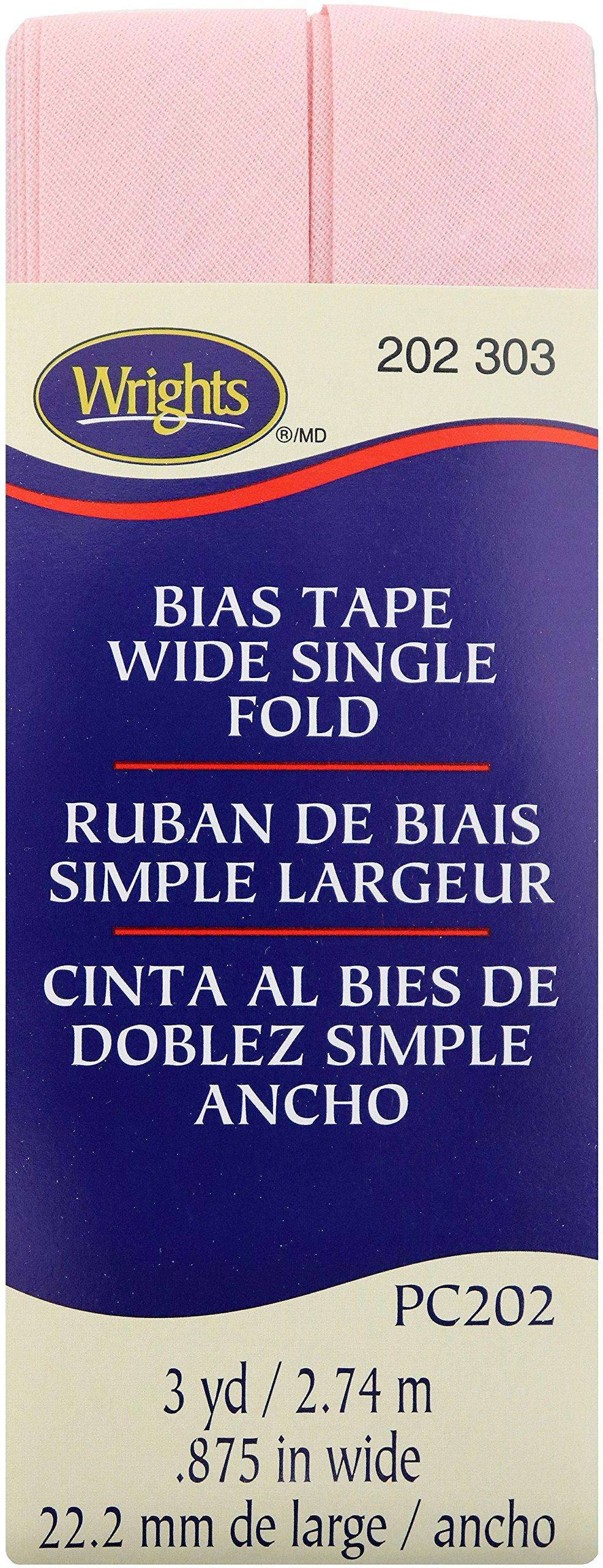 WRIGHTSBias Tape Wide Single Fold 3yd Light Pink