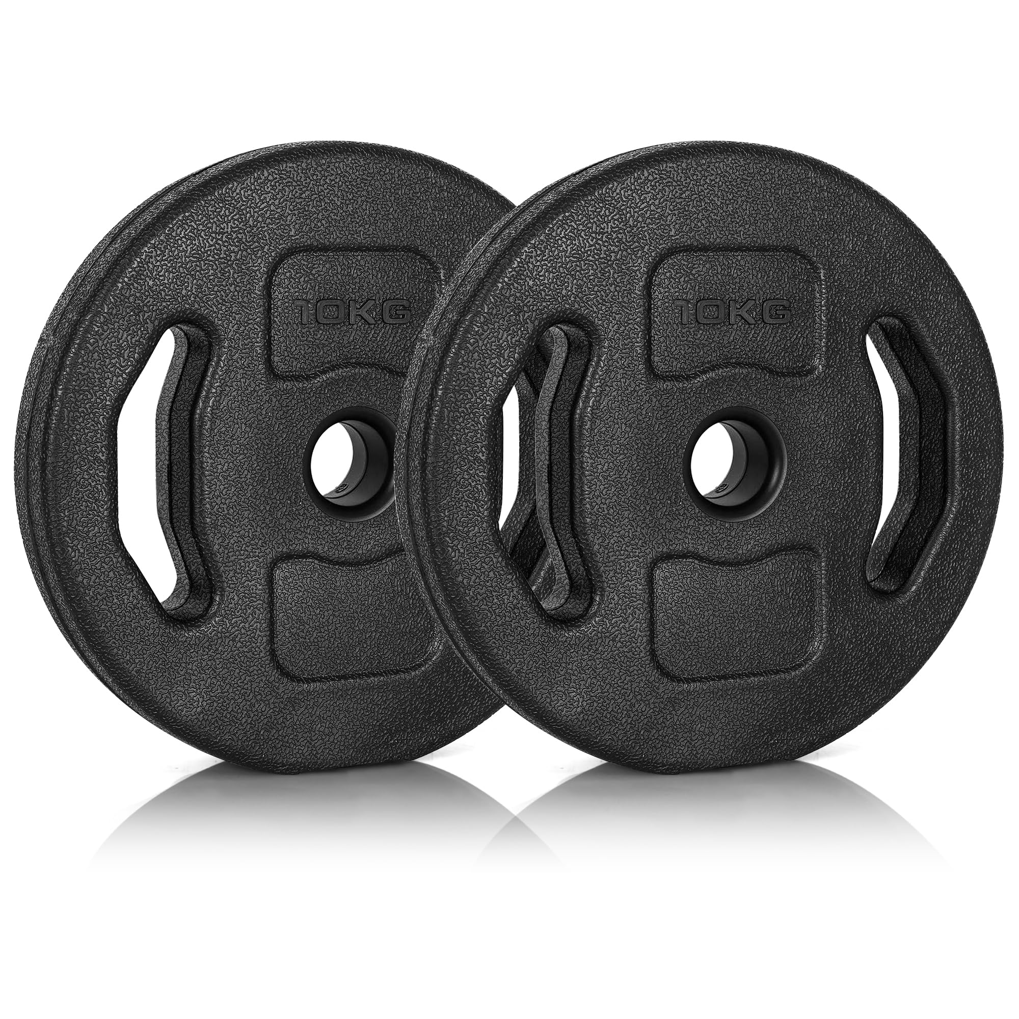 Ultrasport Ergonomic Weight Plates Set with Anti Scratch Coating – 2 x 10 kg – Concrete Filled – Perfect for Strength Training