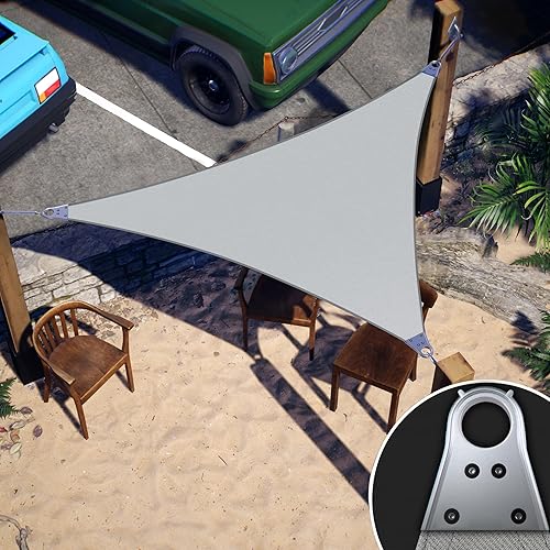 ColourTree Toldo tipo vela triangular de 22 x 22 x 22 pies, estructura de toldo tipo vela, súper duradera, resistente, esquinas reforzadas, bordes y
