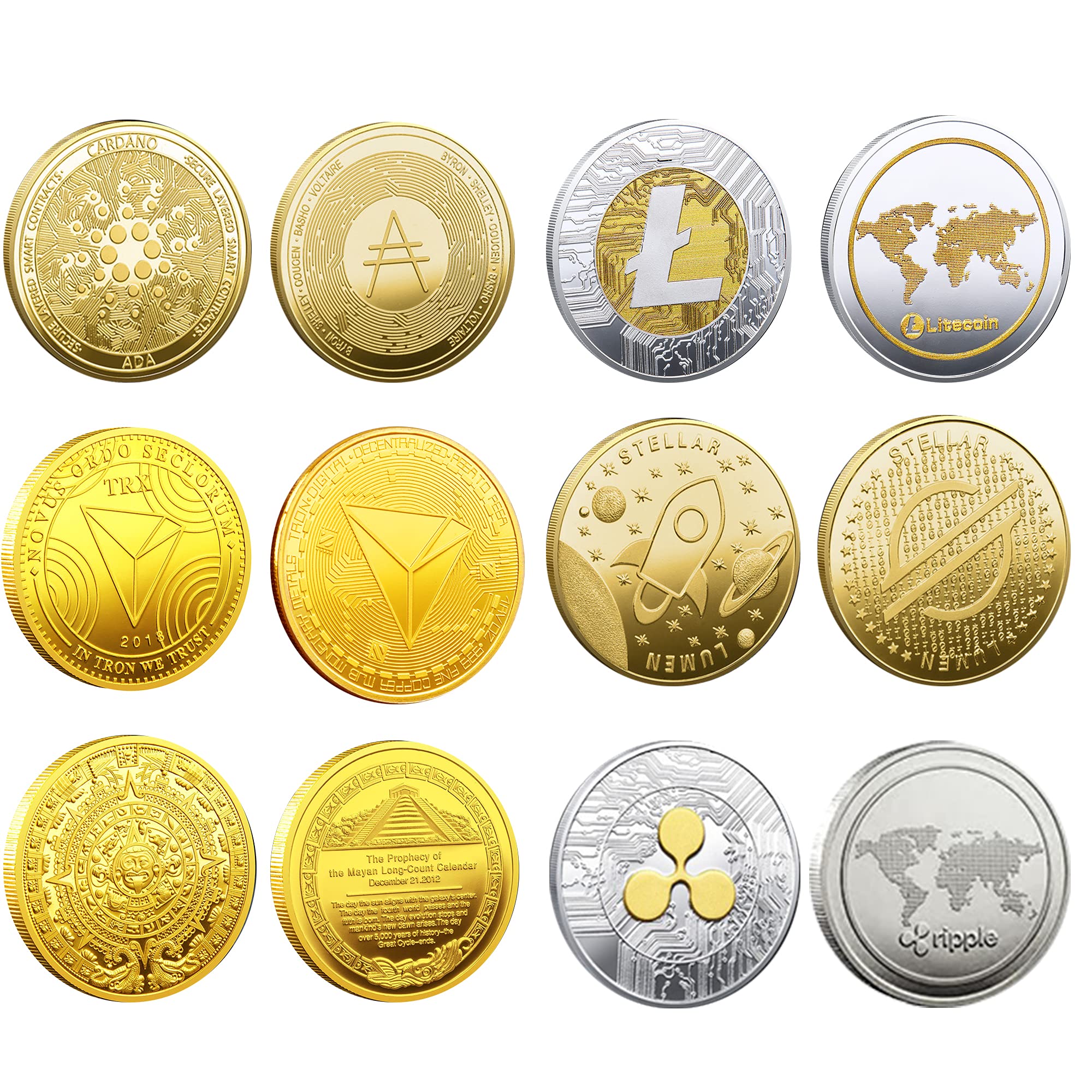 Krisler 12PC Bitcoin Coin Collector Physical Cryptocurrency Gift Set, Each  Different Gold Coin Blockchain Cryptocurrency in Protective Collectable  Gift,Bitcoin/Ethereum/Litecoin/so on (12Pack) : Amazon.sg: Everything Else