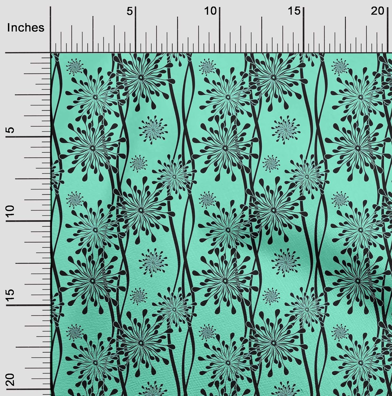 oneOone Polyester Spandex Dusty Teal Green Fabric Floral Silhouette Quilting Supplies Print Sewing Fabric by The Yard 56 Inch Wide