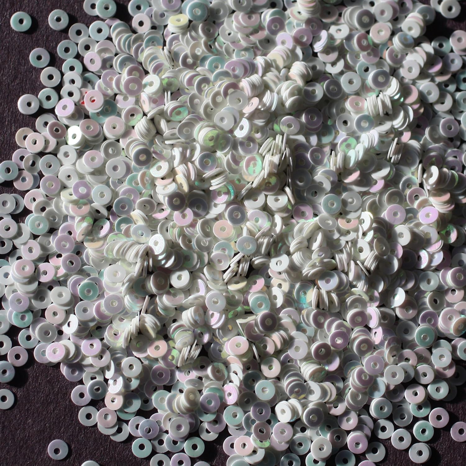 3mm Flat Round Sequin Paillettes ~ White Pearl Rainbow ~ Loose Sequins for Embroidery, Bridal, appli